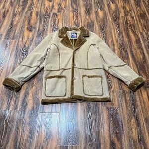 Vintage Size M Suede Fur Coat Genuine USA Leather Jacket Medium Men's Women's 90